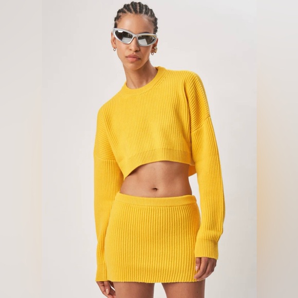Ronny Kobo Knit Merino Wool Cropped Sweater